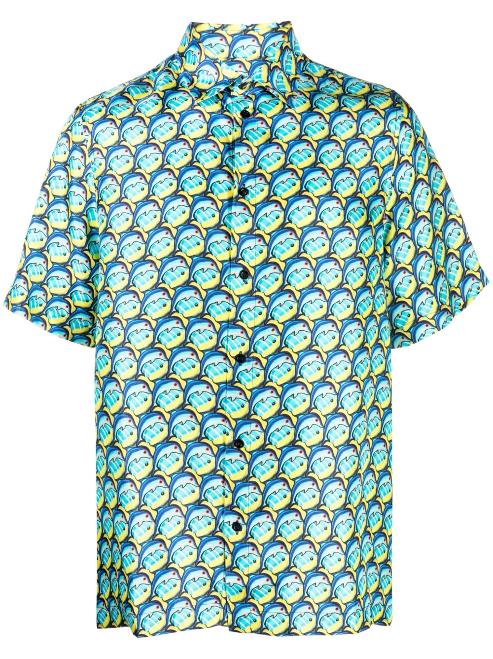 Botter Dolphin-print Silk Shirt In Blue