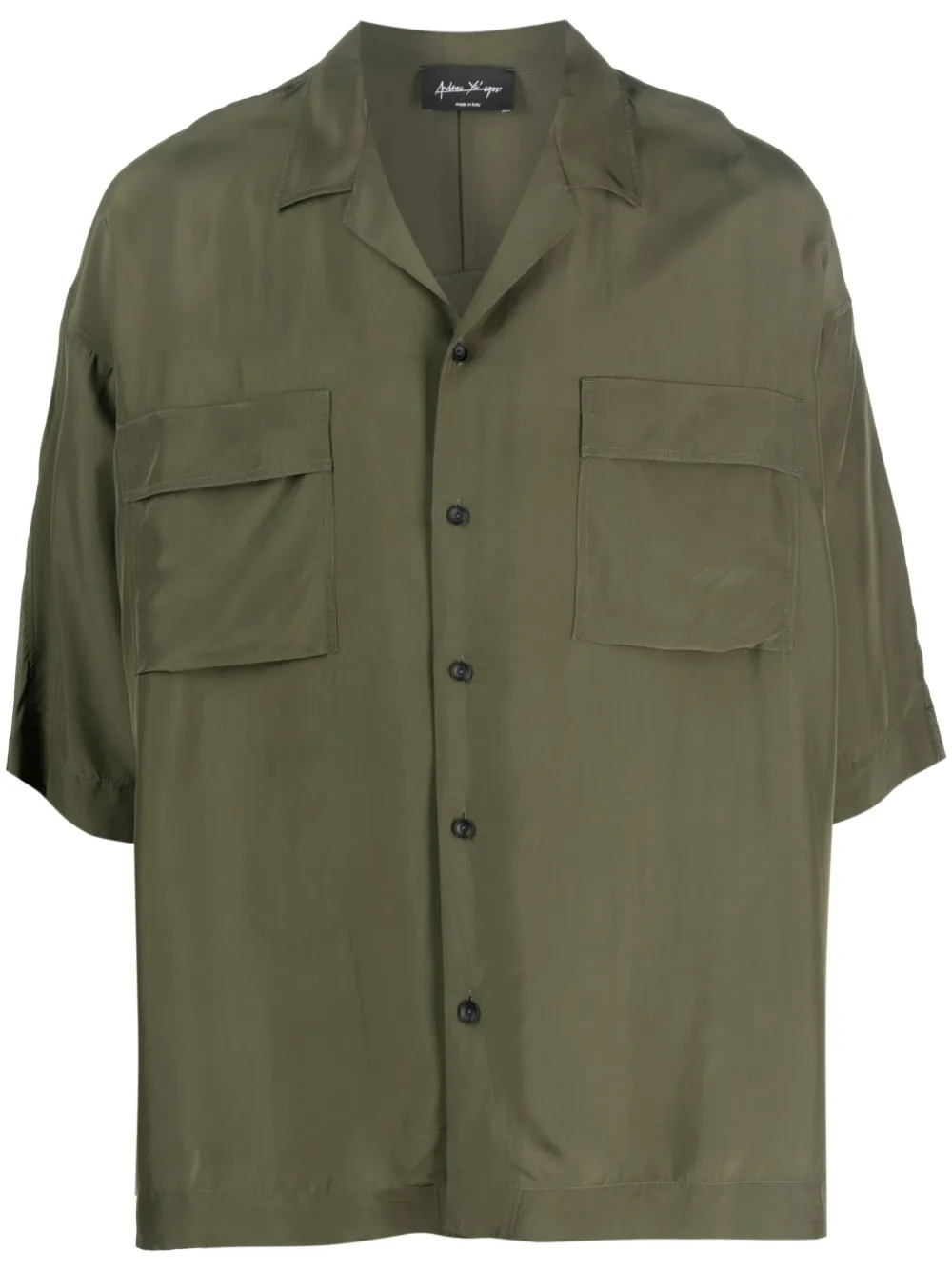 Andrea Ya'aqov Short-sleeve Buttoned Shirt In Military Green