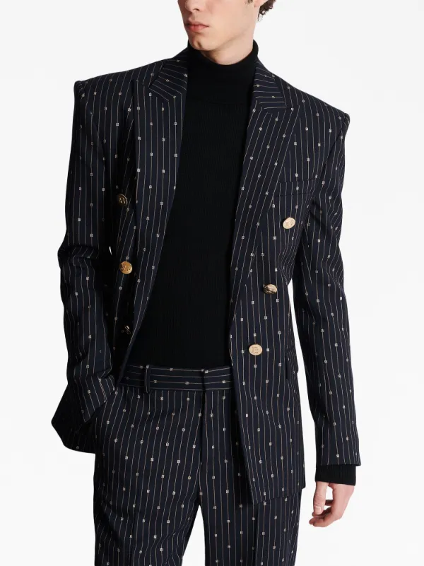 Pinstripe double deals breasted blazer