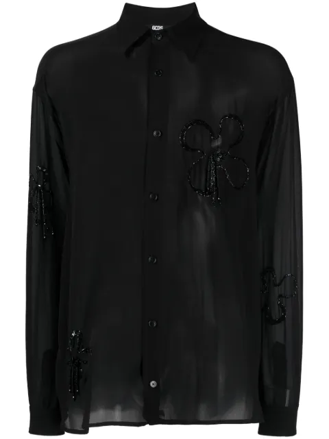 GCDS bead-embellished silk shirt