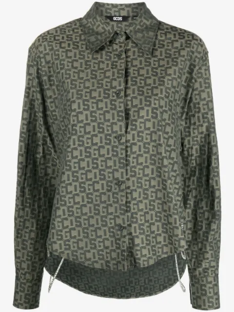 GCDS Camisa monogramada com cristais