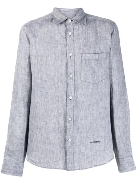 J.Lindeberg mélange-effect long-sleeve linen shirt