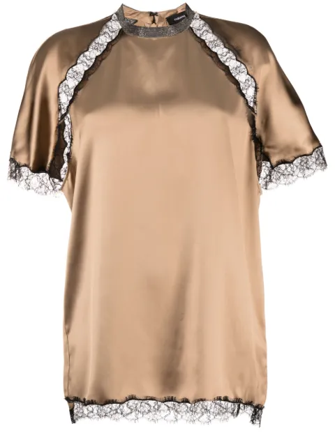 Fabiana Filippi lace-trim satin blouse