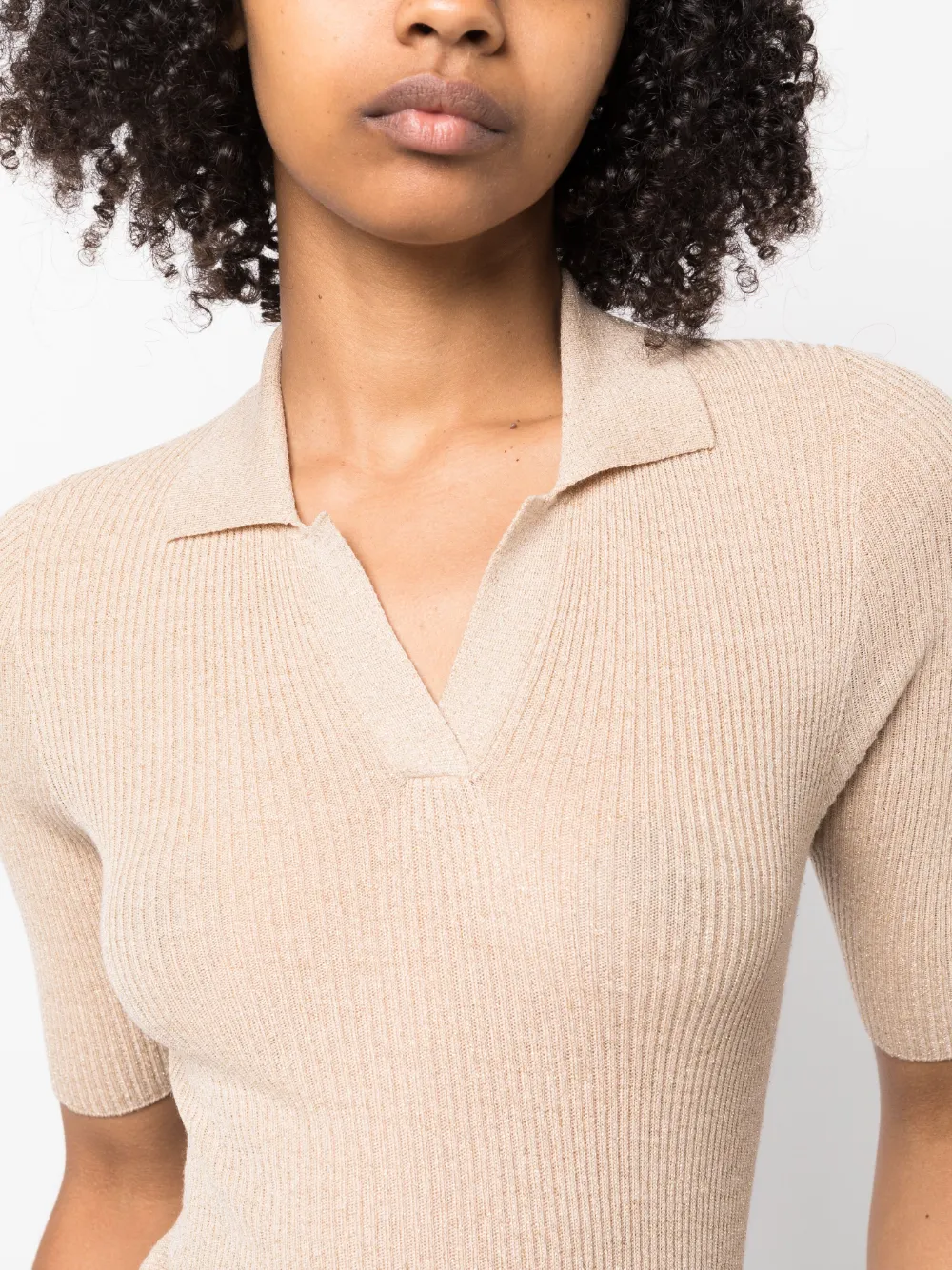 Fabiana Filippi ribbed-knit short-sleeved Polo Shirt