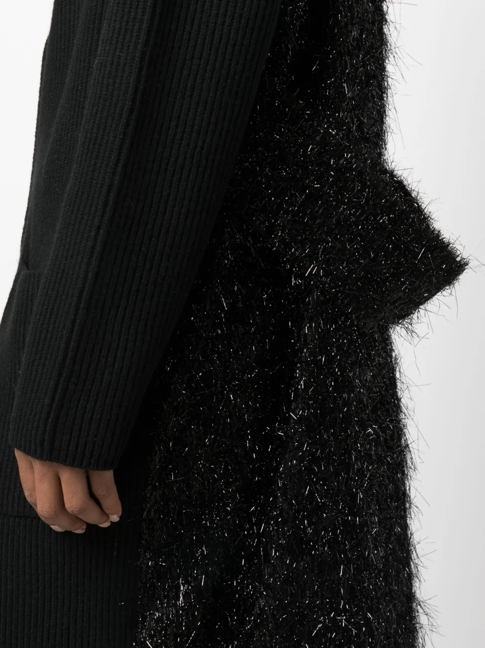 Shop Fabiana Filippi Bouclé-detailing Knitted Cardi-coat In Black