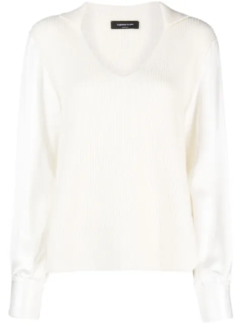 Fabiana Filippi shirt-sleeve ribbed-knit jumper