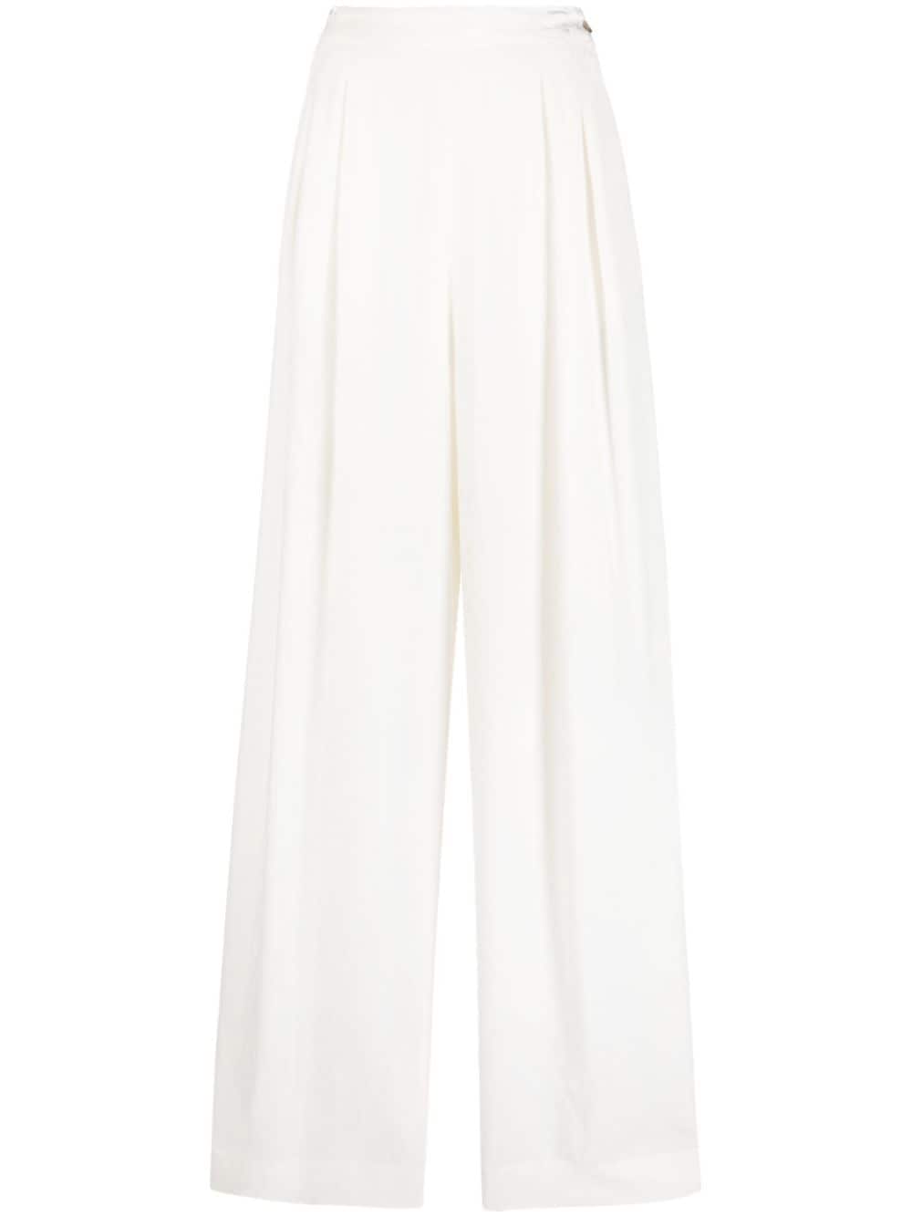 Shop Fabiana Filippi Pleated Wide-leg Trousers In White