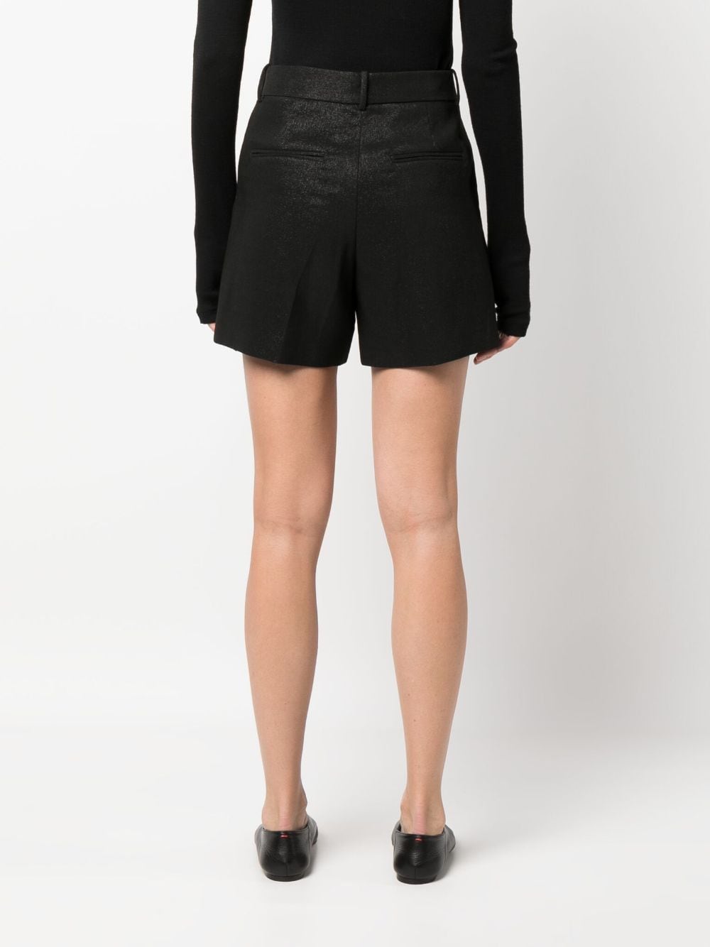 Shop Fabiana Filippi Pleat-detail High-waisted Shorts In Black