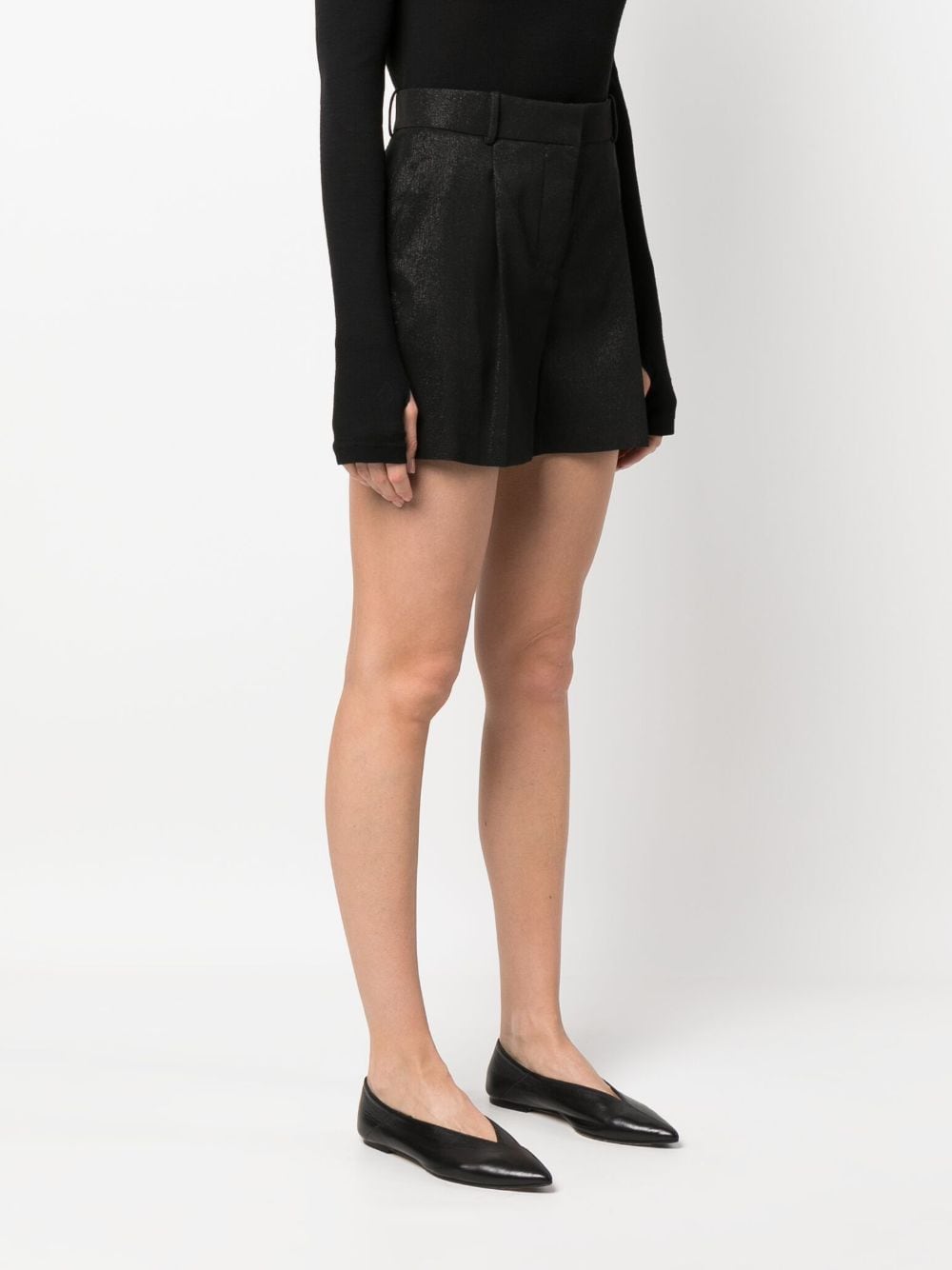 Shop Fabiana Filippi Pleat-detail High-waisted Shorts In Black