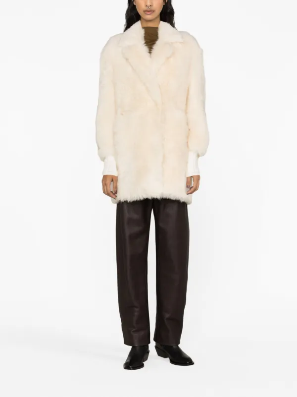 美品　Fabiana Filippi ムートンファー襟 コート 36 イタリア製 Fabiana Filippi エコファー シングルコート | ニュートラル | FARFETCH JP