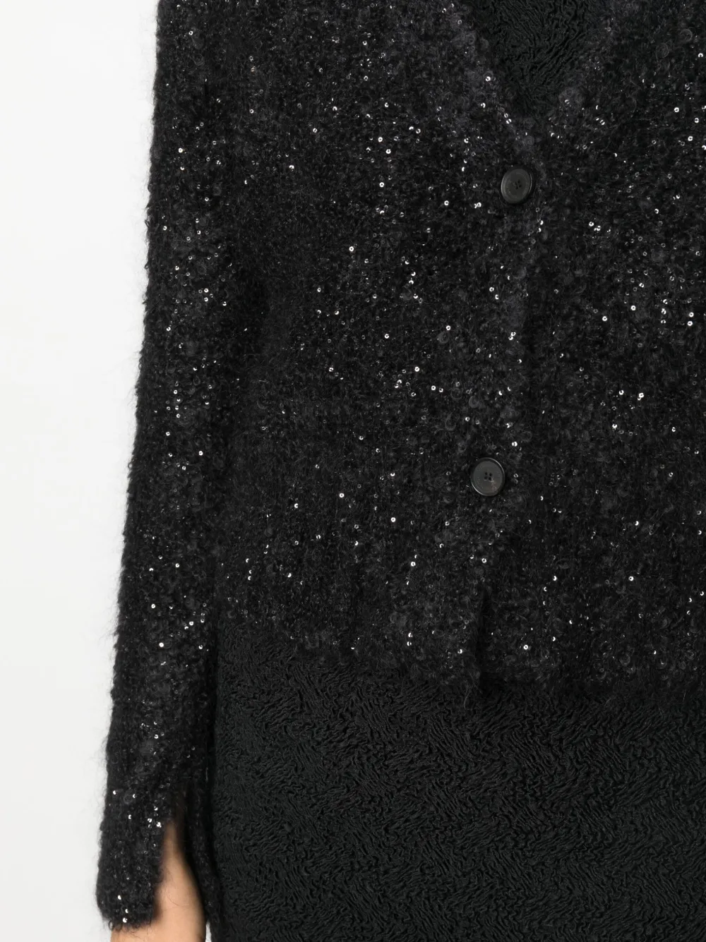 Shop Fabiana Filippi Sequin-embellished Knitted Cardigan In Black