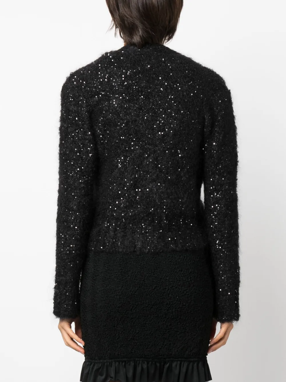 Shop Fabiana Filippi Sequin-embellished Knitted Cardigan In Black