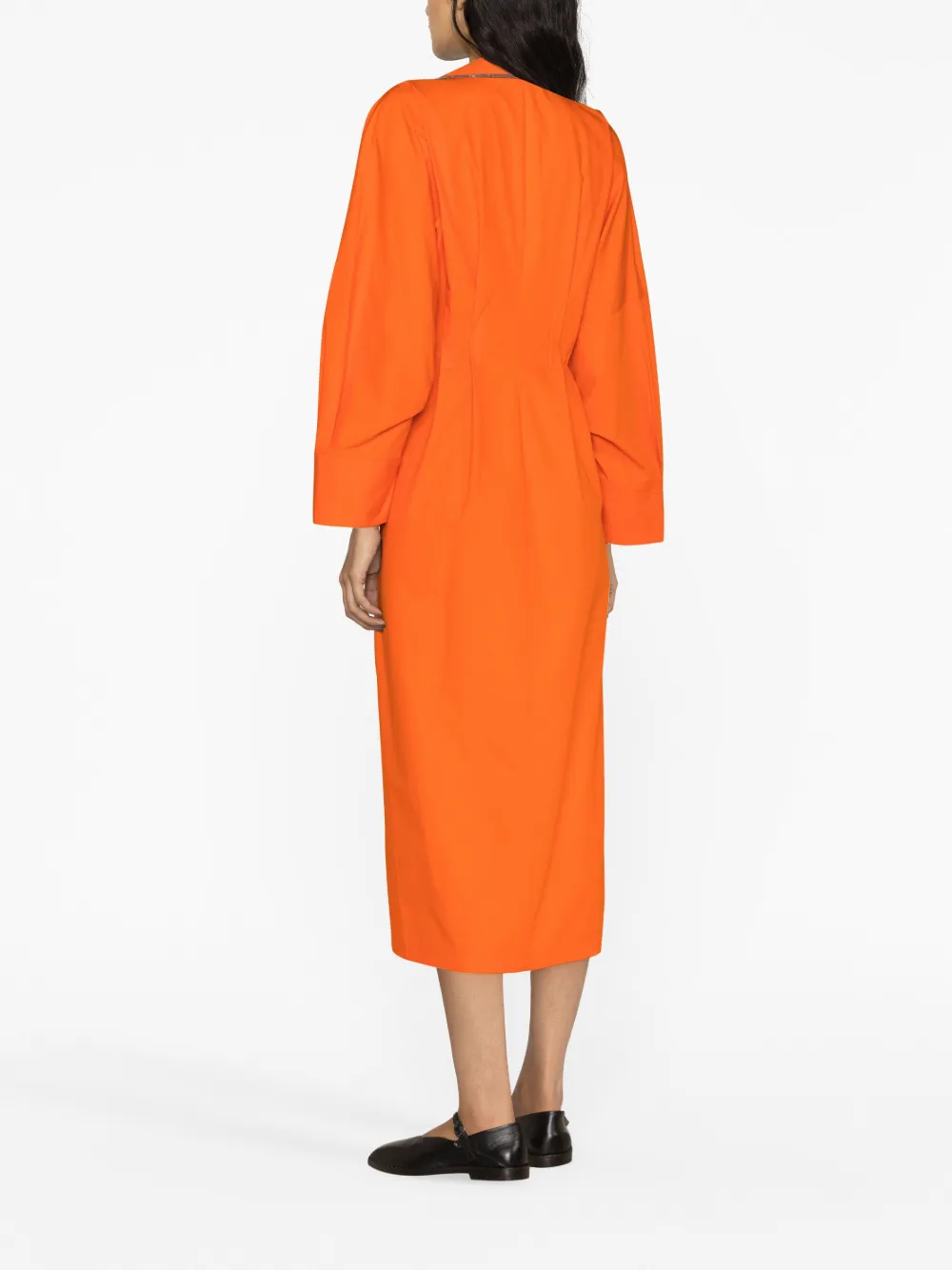 Shop Fabiana Filippi V-neck Midi Dress In Orange