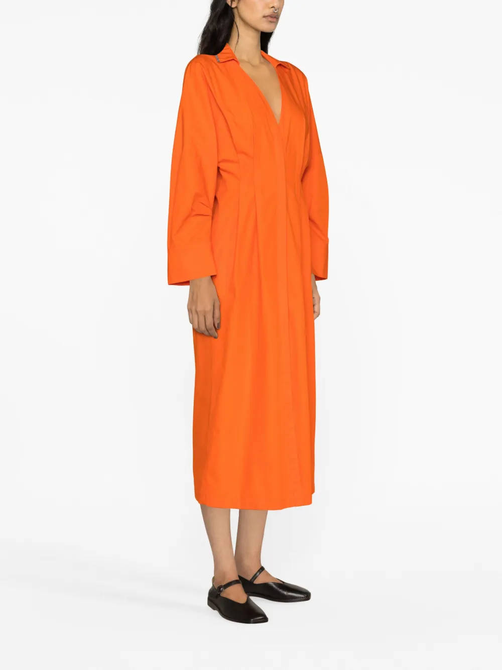 Shop Fabiana Filippi V-neck Midi Dress In Orange