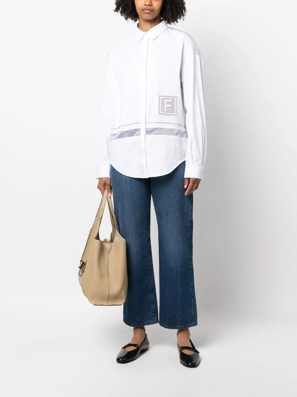 Shop Fabiana Filippi Logo-patch Shirt In White