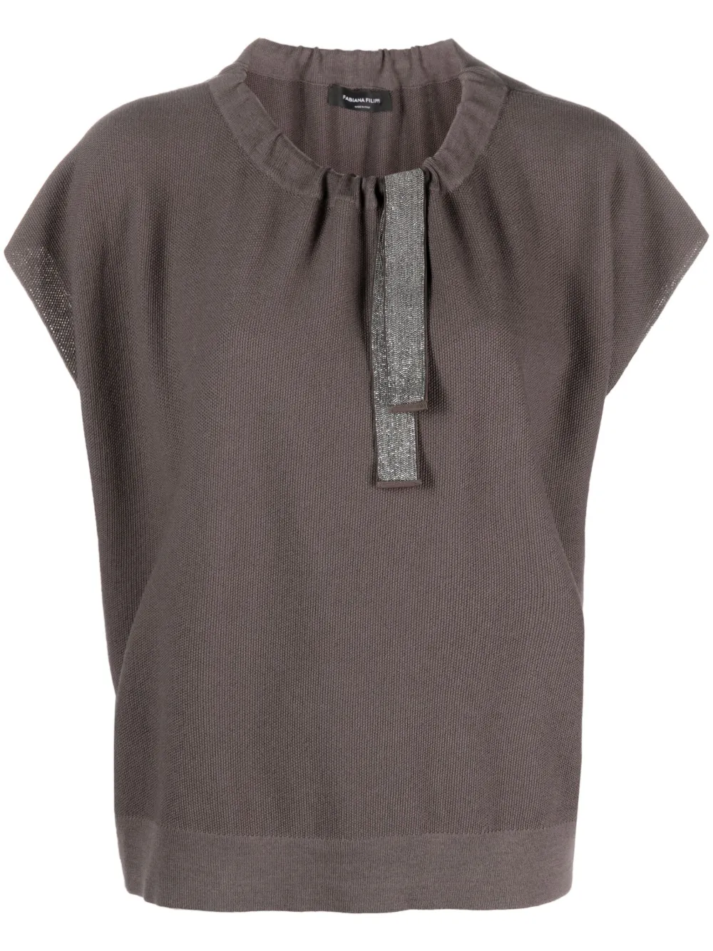 Fabiana Filippi tied-neckline knitted top - Brown