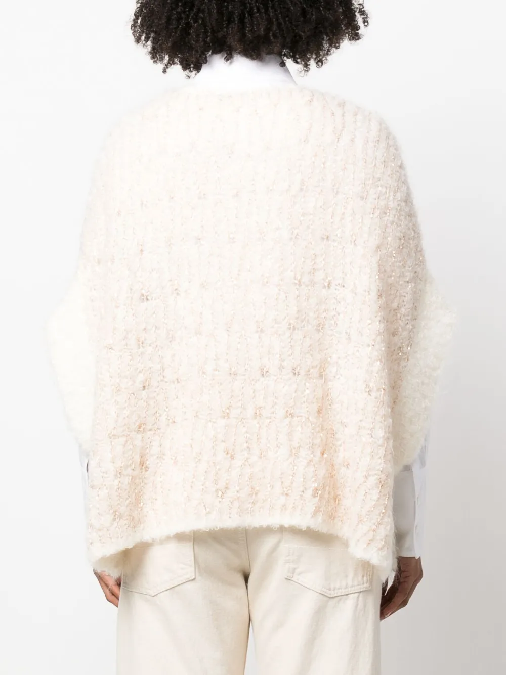 Fabiana Filippi Oversized Sequin-embellished Knitted Cardigan In White