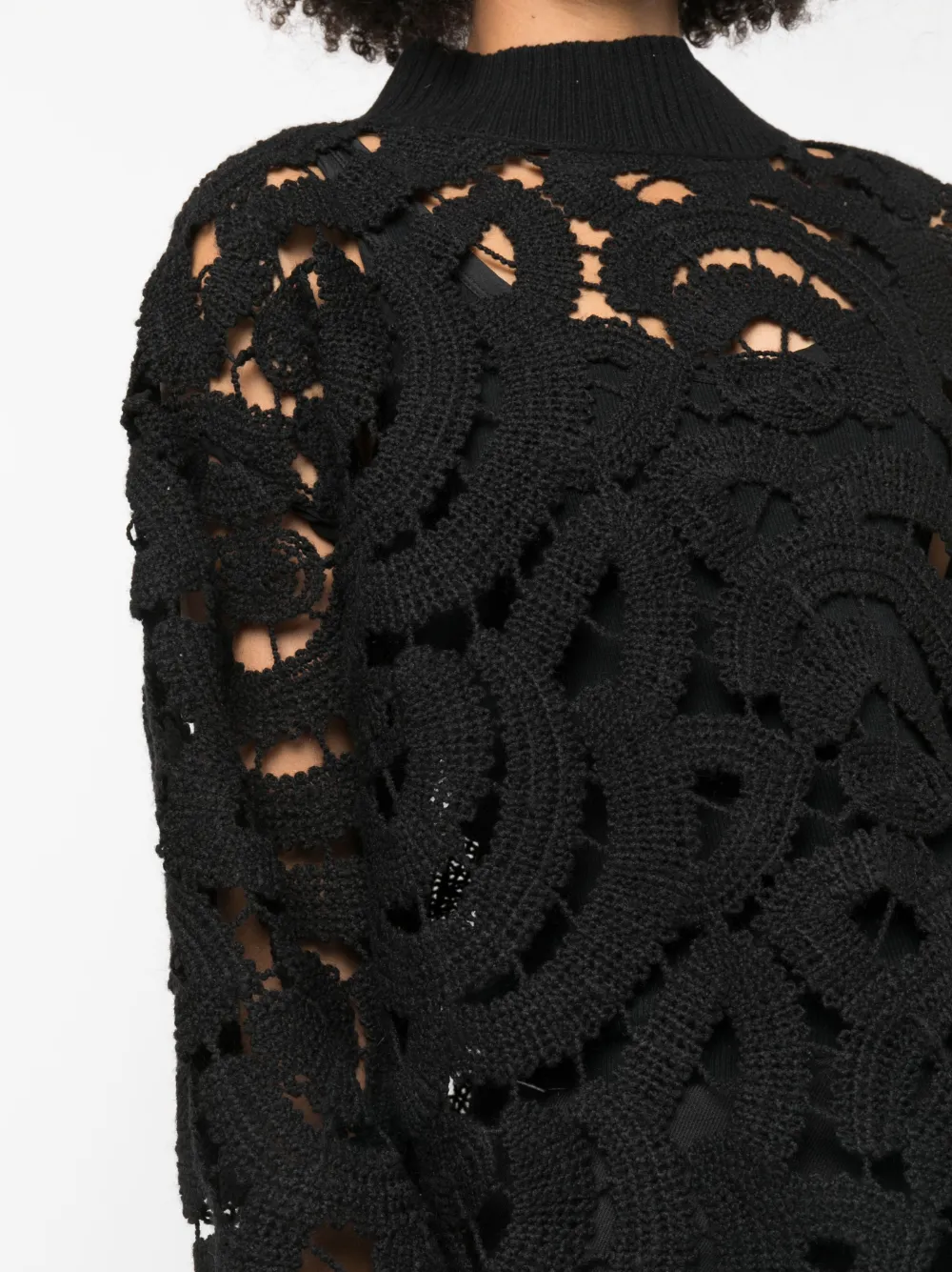 Fabiana Filippi open-knit mock-neck Jumper | Black | FARFETCH AO