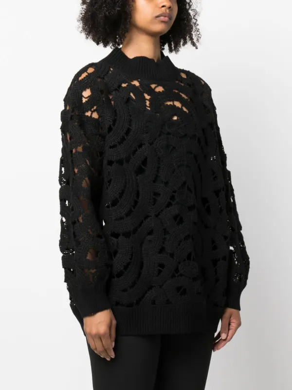 98000円新品未使用FABIANA FILIPPI モニーレ長袖ニット42 M Fabiana Filippi open-knit mock-neck Jumper | Black | FARFETCH AO