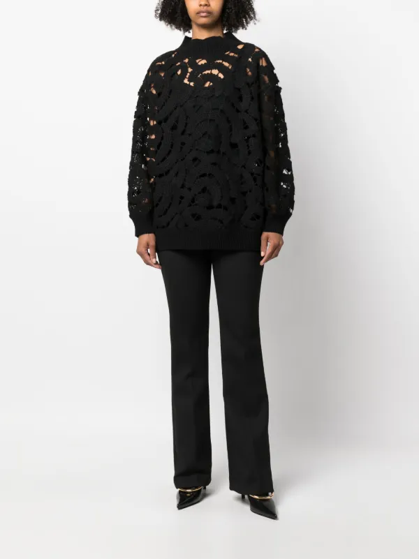 Fabiana Filippi open-knit mock-neck Jumper | Black | FARFETCH AO