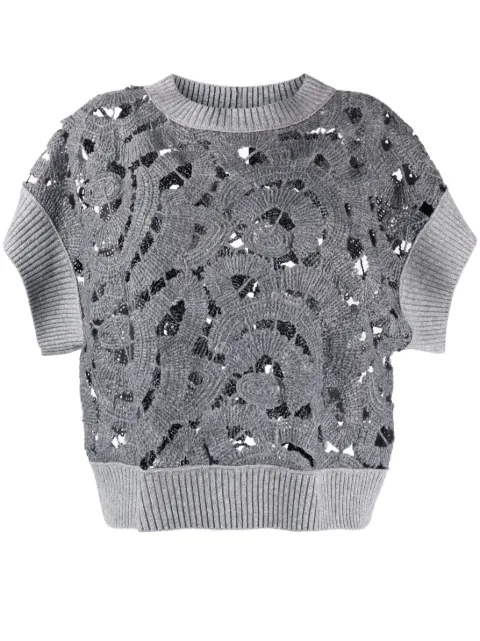 Fabiana Filippi short-sleeve crochet-knit top