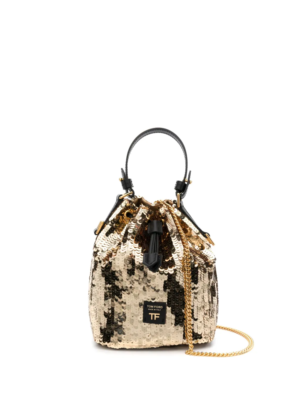 Tom Ford Small Disco Sequined Bucket Bag In 金色