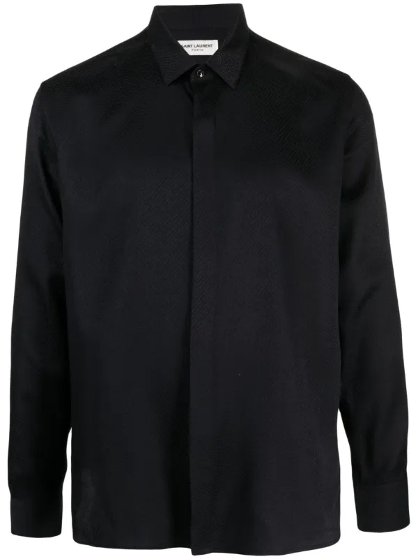 Saint Laurent long sleeved silk linen Shirt Black FARFETCH AU