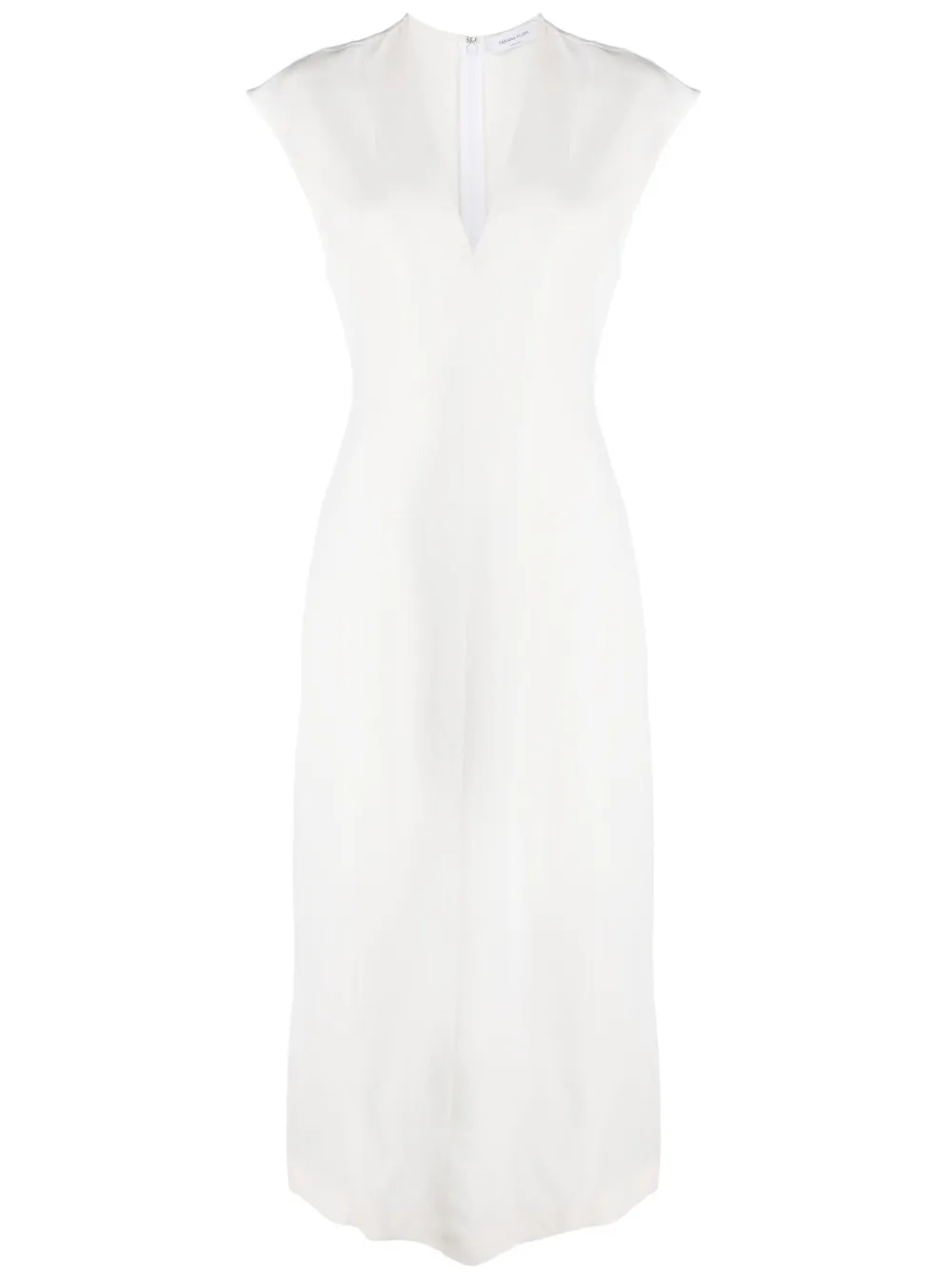 Fabiana Filippi V-neck Sleeveless Midi Dress In Bianco