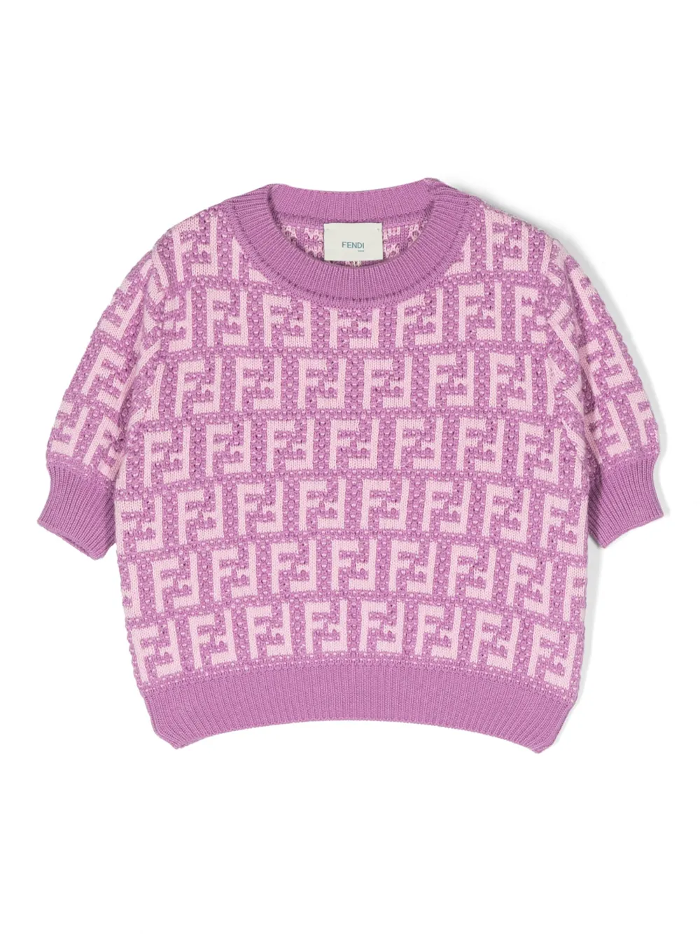 FENDI FF-LOGO PRINT KNITTED-CONSTRUCTION TOP