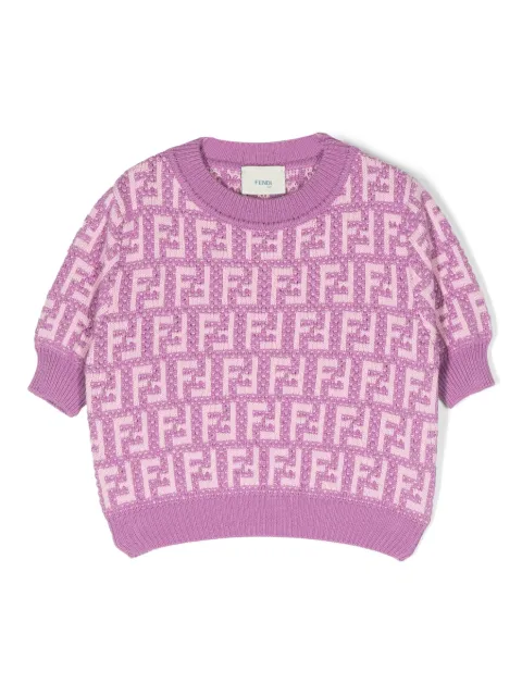 Fendi Kids توب بتصميم منسوج وطبعة شعار FF 