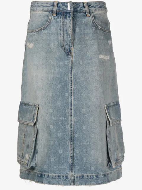 Givenchy falda de mezclilla con monograma estampado 