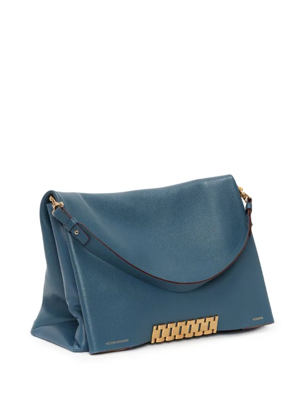 Victoria Beckham Jumbo-chain Leather Pouch | Blue | FARFETCH