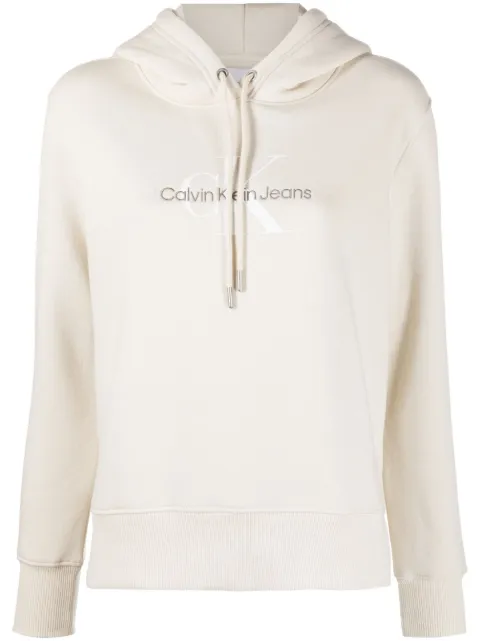 Calvin Klein logo-embroidered cotton hoodie