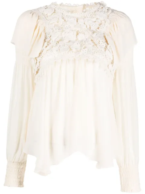 ISABEL MARANT lace-detail long-sleeve blouse