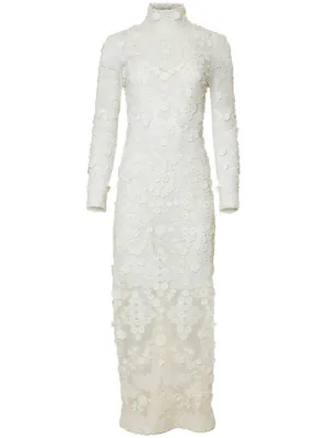 White lace turtleneck dress outlet
