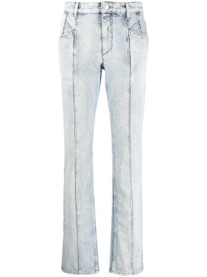 MARANT ÉTOILE acid-wash mid-rise straight-leg Jeans - Farfetch