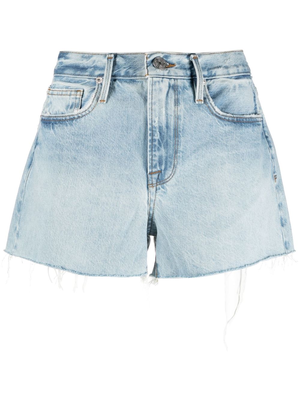 frame short en jean à bords francs - bleu