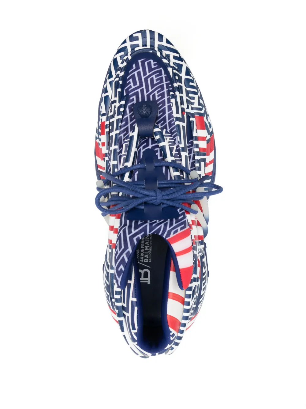 Balmain Unicorn Alphabet Pattern Low Upper Shoes In Blue