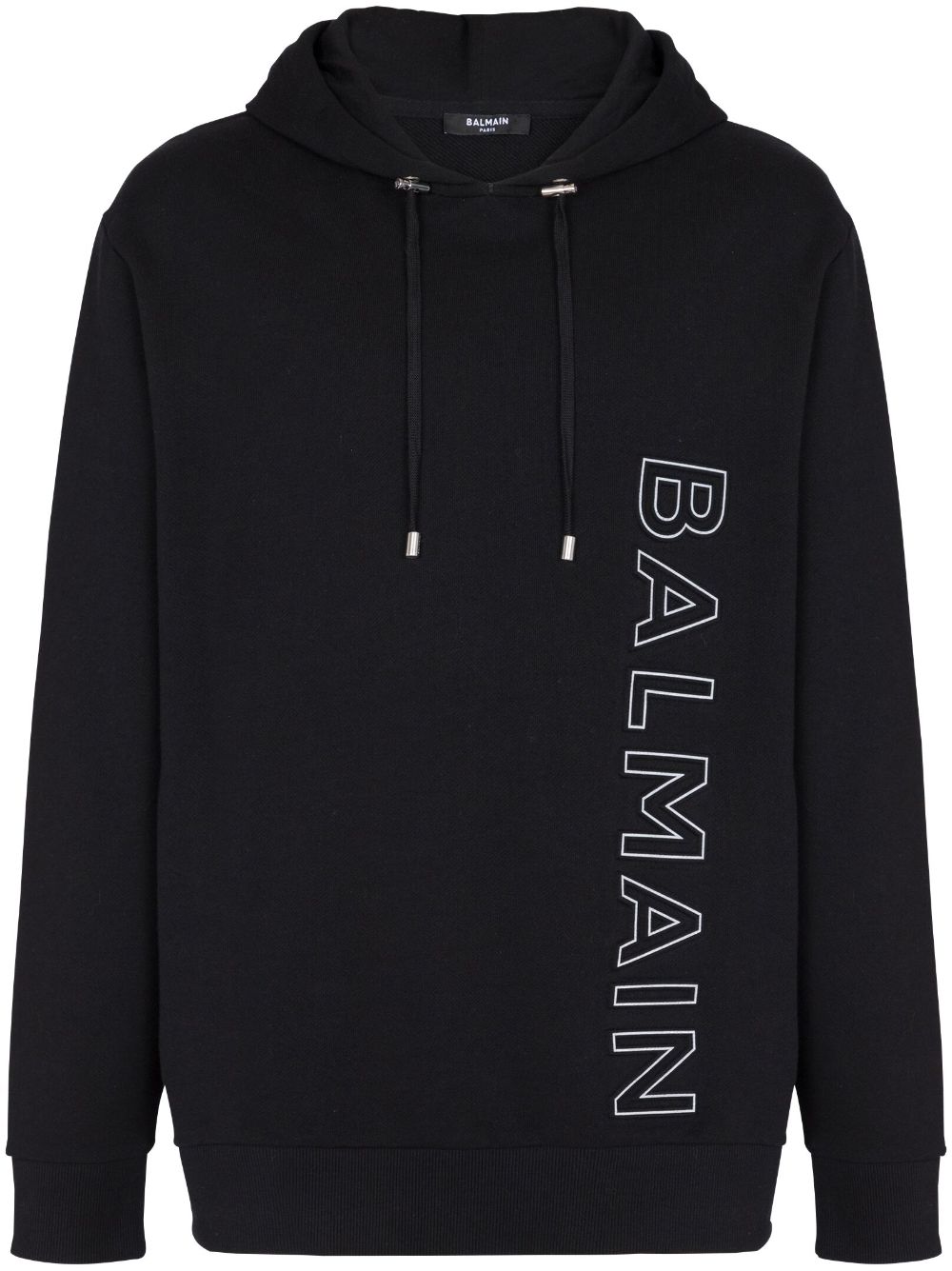 Shop Balmain Logo-print Hoodie Sweater In Black