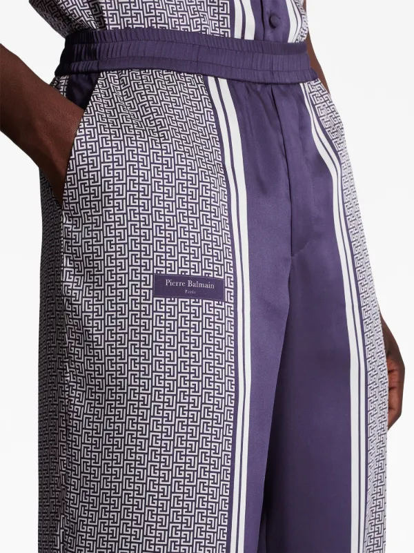 Pantalon Droit Homme Balmain Taille 50 (L) Imprimé Vertical Violet - Neuf Avec étiquette, Coupe Regular, Jambe 29 Pouces