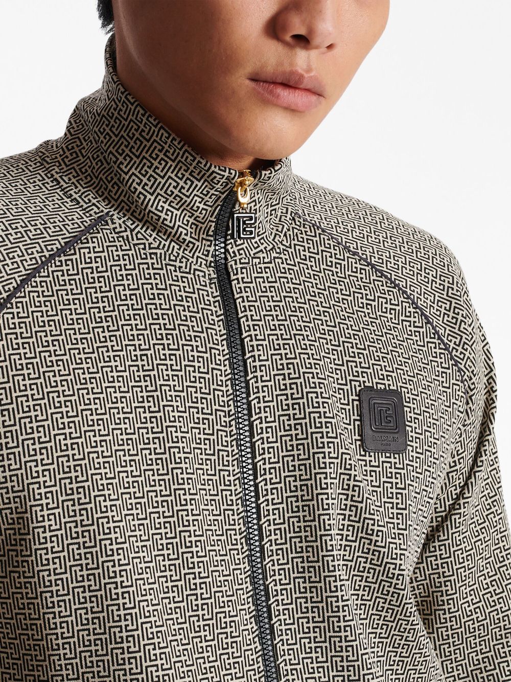 Balmain monogram-print stretch-design jacket Men