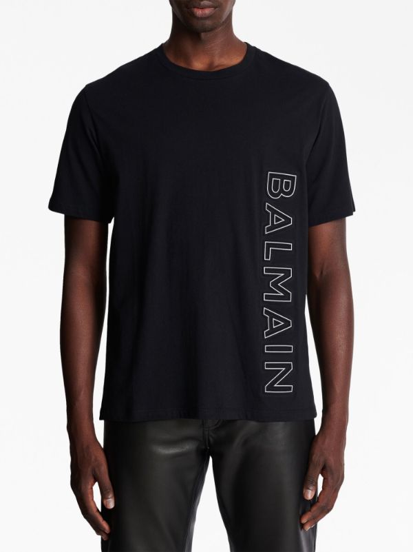 Balmain logo-embossed Organic Cotton T-shirt | Black | FARFETCH AO