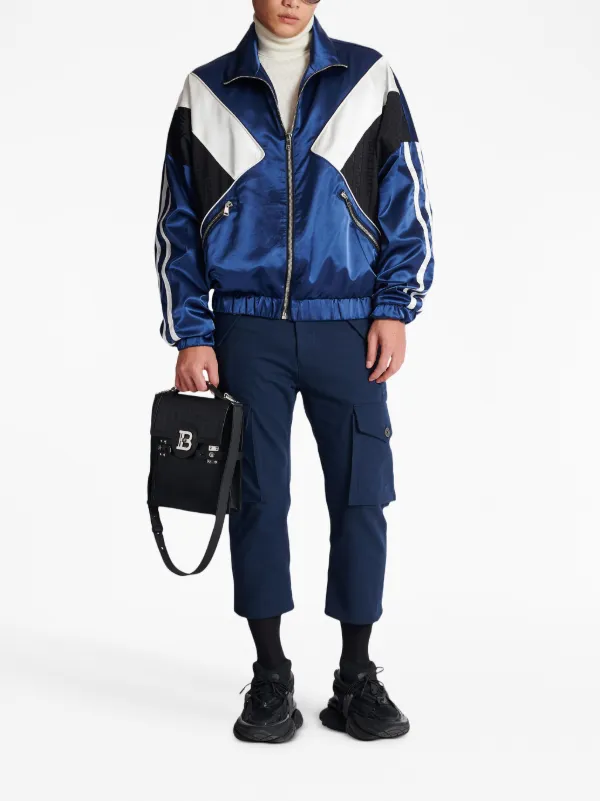 Balmain monogram panel Track Jacket Blue FARFETCH AO