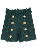 Balmain button-detail tweed shorts - Green