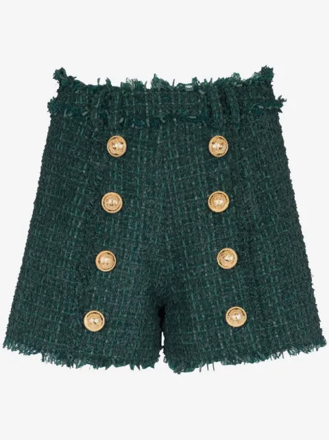 Balmain button-detail tweed shorts