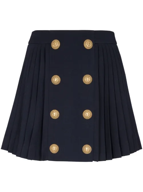 Jupe mi-longue plissée à boutons décoratifs - Balmain - Modalova
