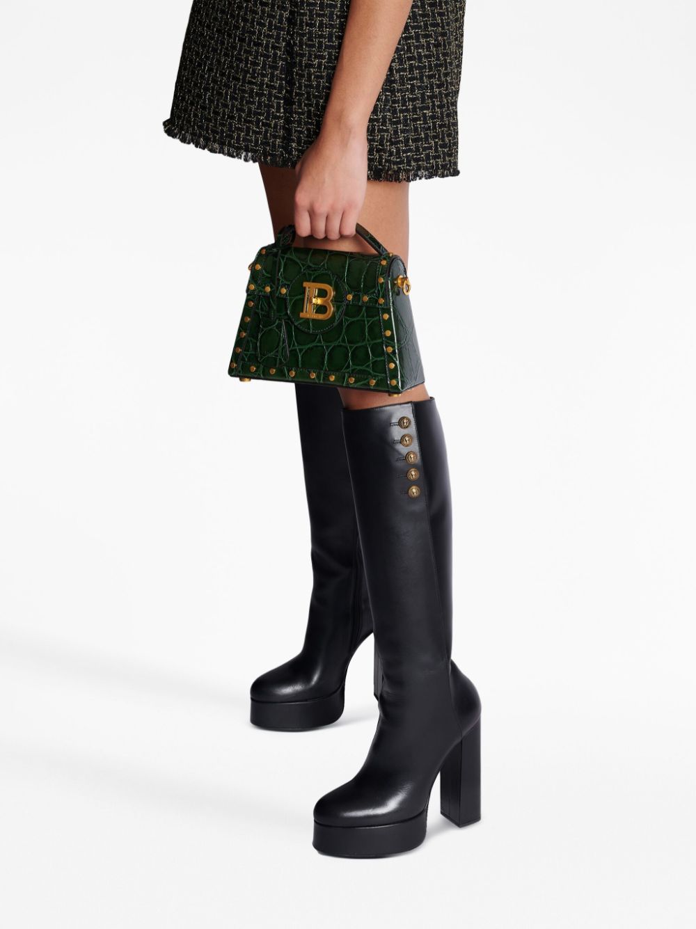 Balmain B-buzz crocodile-embossed shoulder bag Women