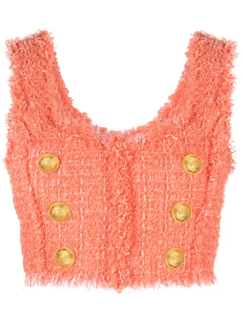 Balmain top corto con detalle de botones