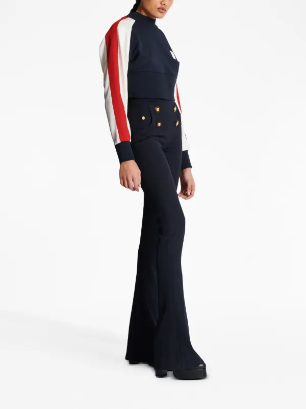 BALMAIN クロップドスウェット Balmain Parisプリント クロップド スウェットシャツ - Women