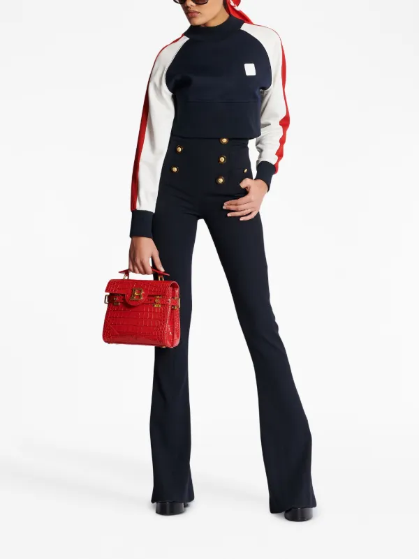 BALMAIN バルマン ロゴ刺繍ニット クロップド スウェットシャツ トップス BALMAIN バルマン ロゴ刺繍ニット クロップド スウェットシャツ